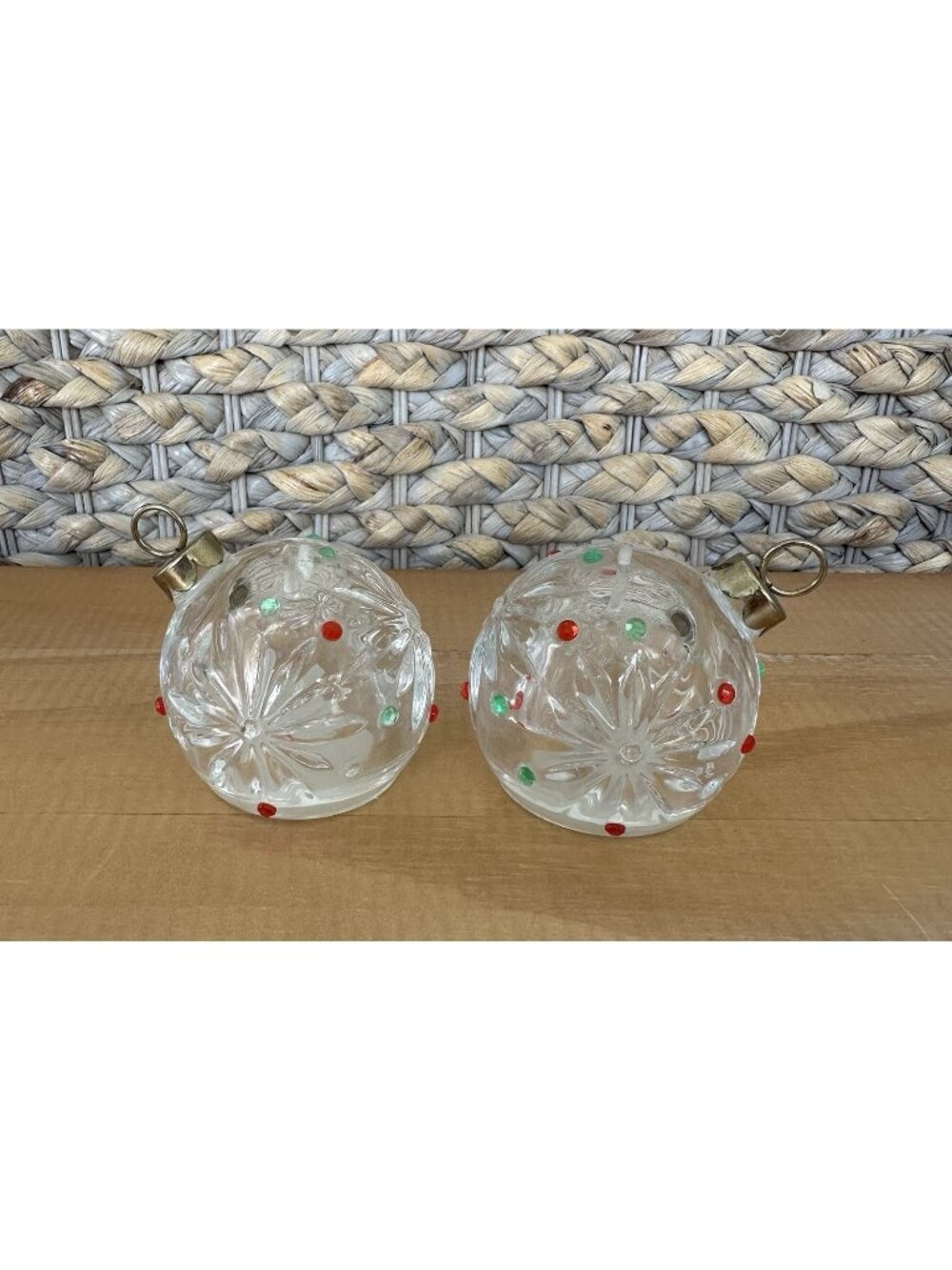 Lenox Crystal Salt & Pepper Missing Some Rhinestones Christmas Ornament Design